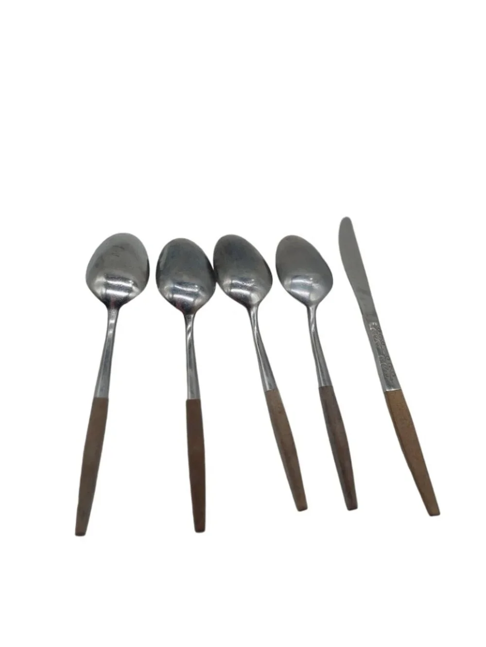Interfur Canoe Muffin 4 Large Spoons 1 Knife Stainless Steel Japan Lot of 5